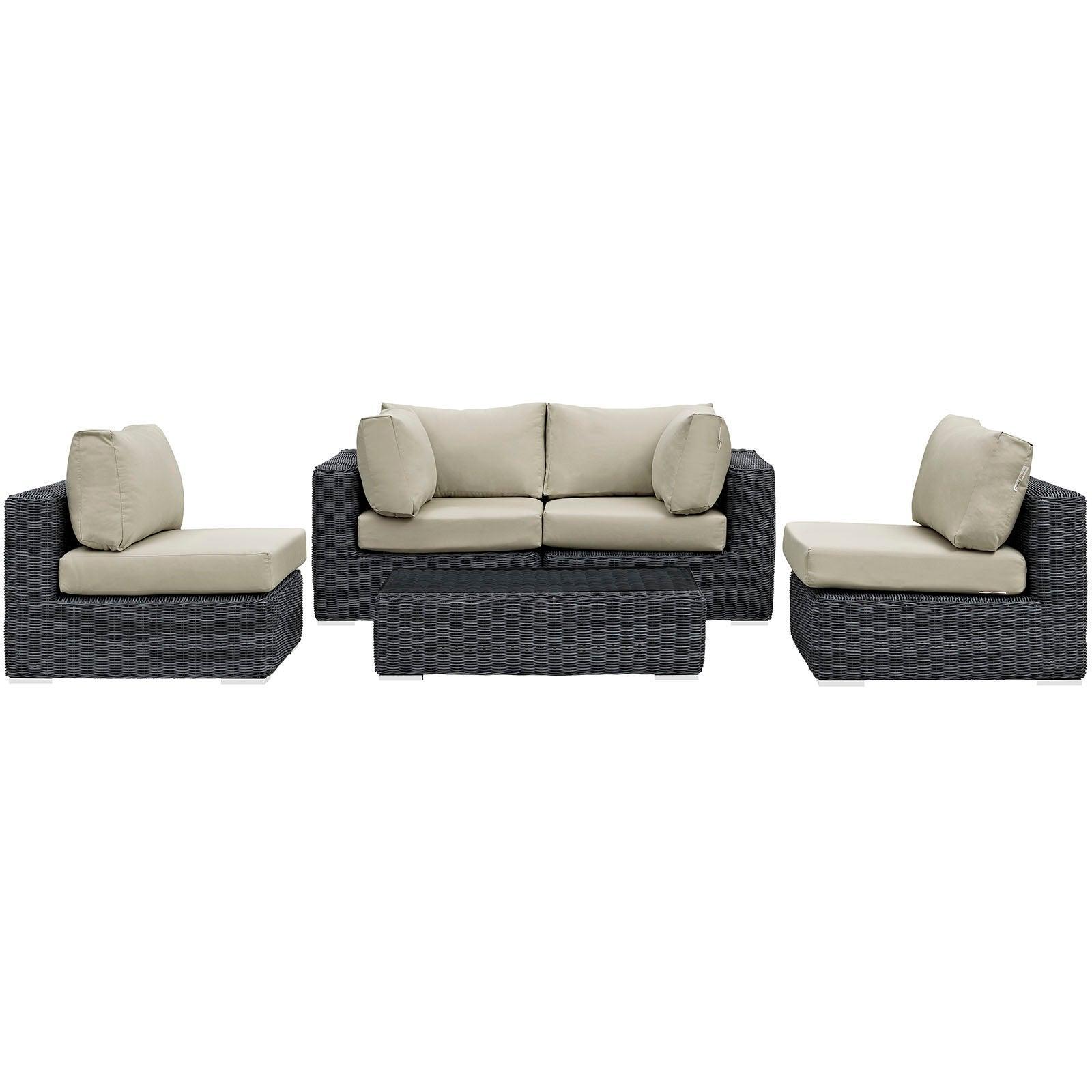 Modway Summon 5 Piece Outdoor Patio Sunbrella® Sectional Set, EEI-1896 FredCo