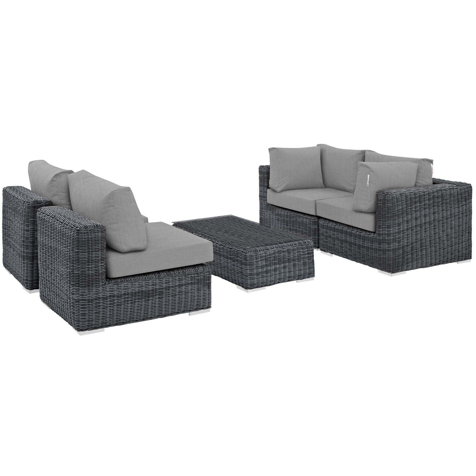 Modway Summon 5 Piece Outdoor Patio Sunbrella® Sectional Set, EEI-1896 FredCo