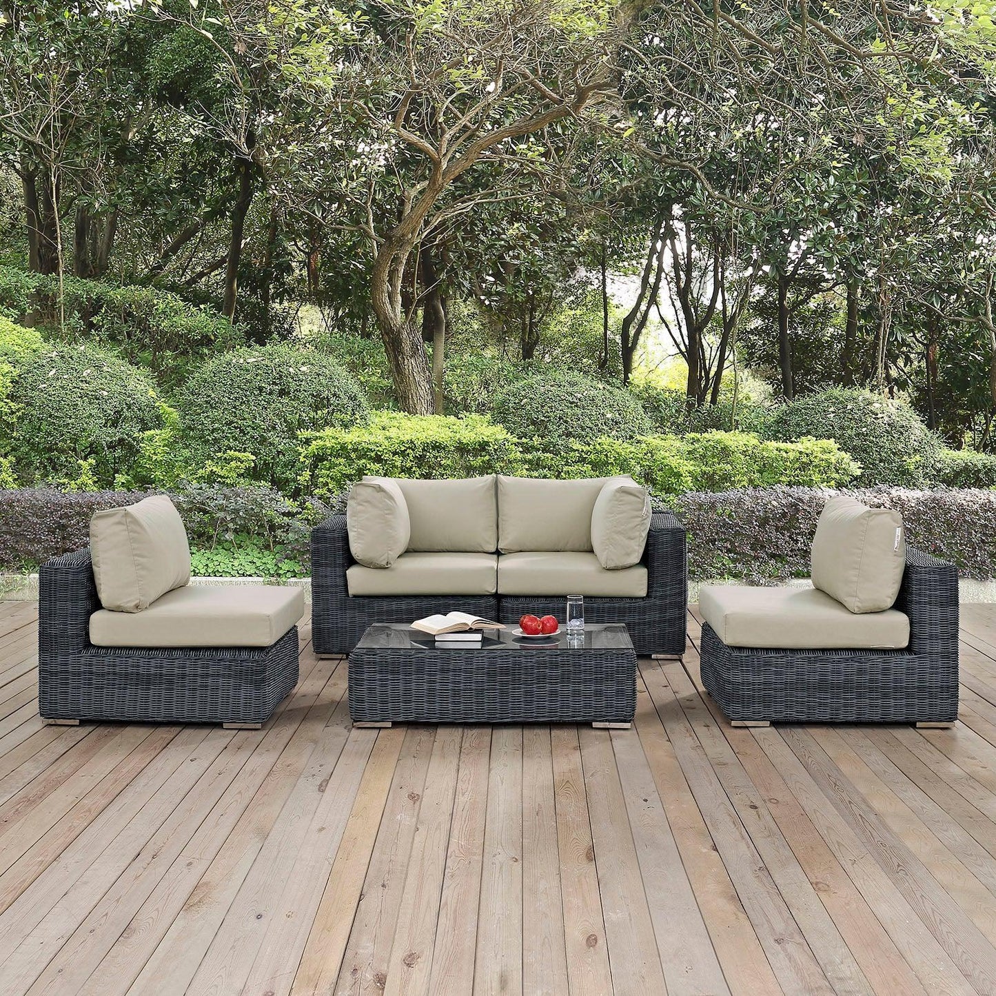 Modway Summon 5 Piece Outdoor Patio Sunbrella® Sectional Set, EEI-1896 FredCo