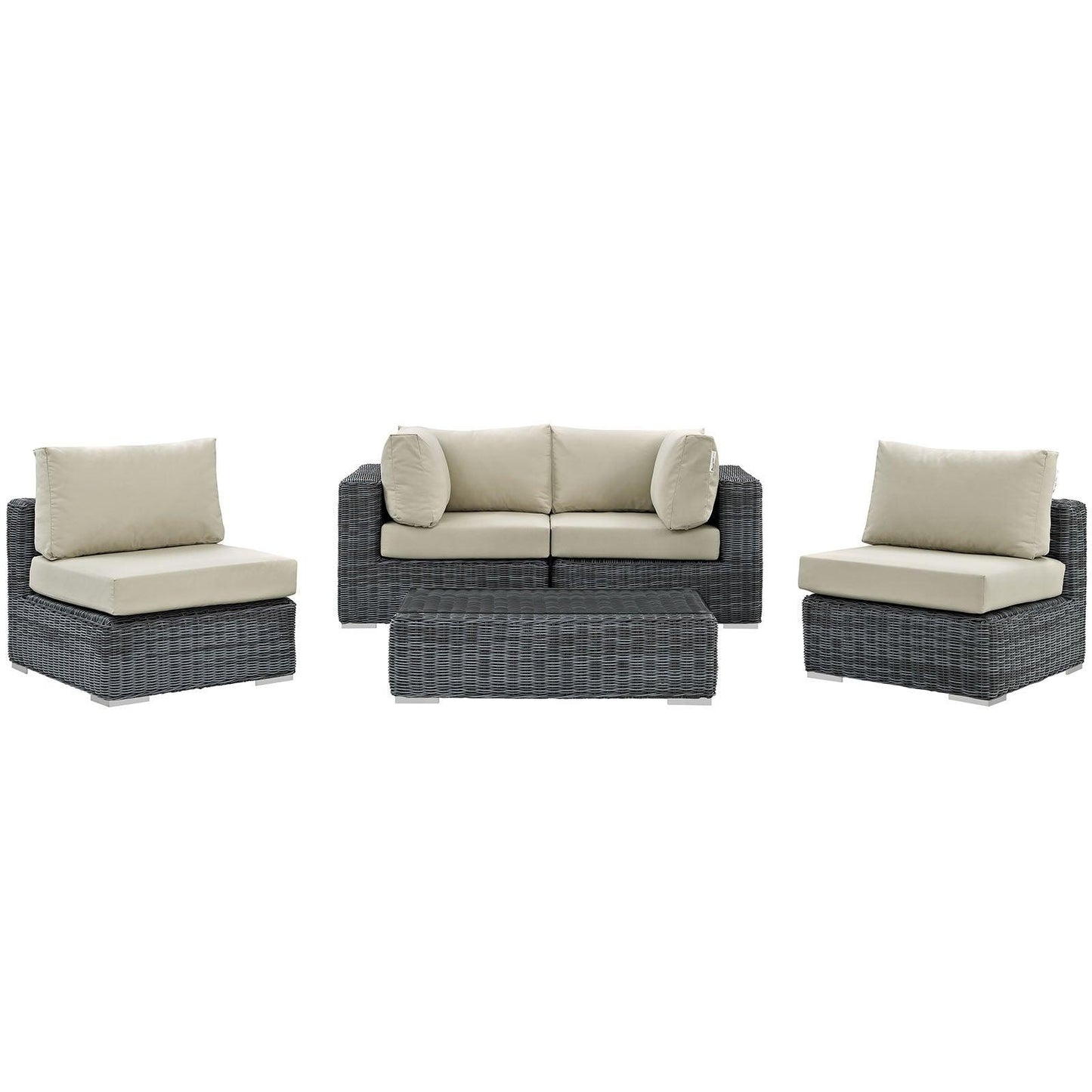 Modway Summon 5 Piece Outdoor Patio Sunbrella® Sectional Set, EEI-1896 FredCo