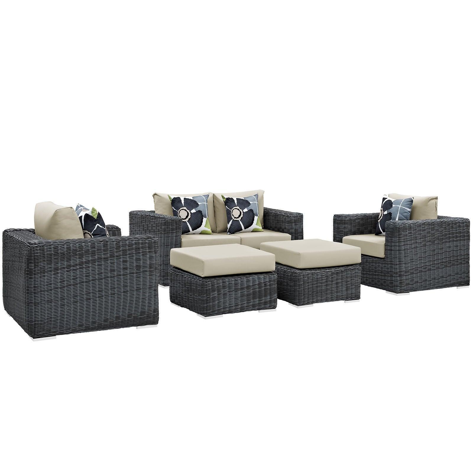 Modway Summon 5 Piece Outdoor Patio Sunbrella® Sectional Set, EEI-2388 FredCo
