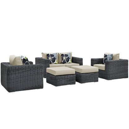 Modway Summon 5 Piece Outdoor Patio Sunbrella® Sectional Set, EEI-2388 FredCo