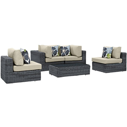 Modway Summon 5 Piece Outdoor Patio Sunbrella® Sectional Set, EEI-2391 FredCo