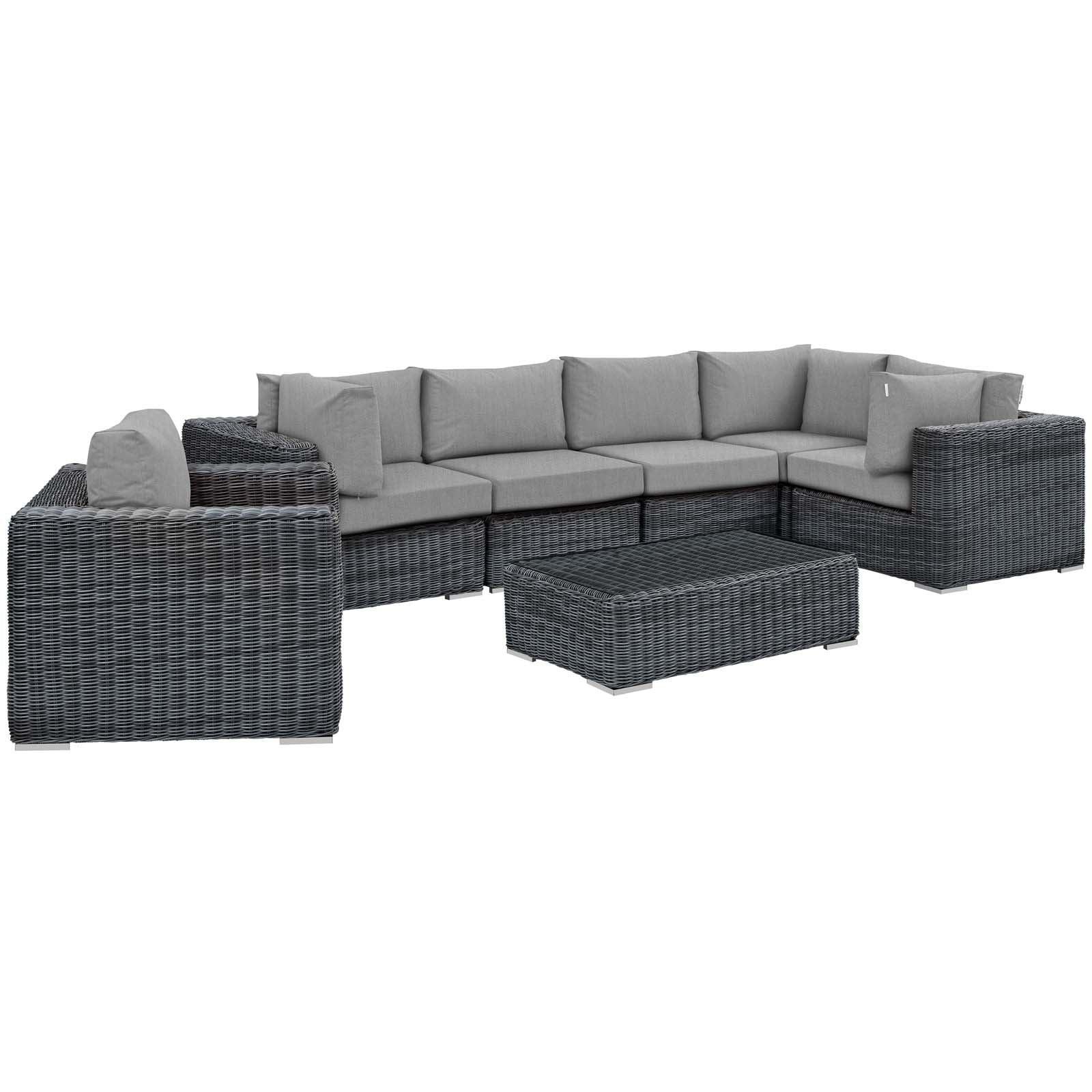 Modway Summon 7 Piece Outdoor Patio Sunbrella® Sectional Set FredCo