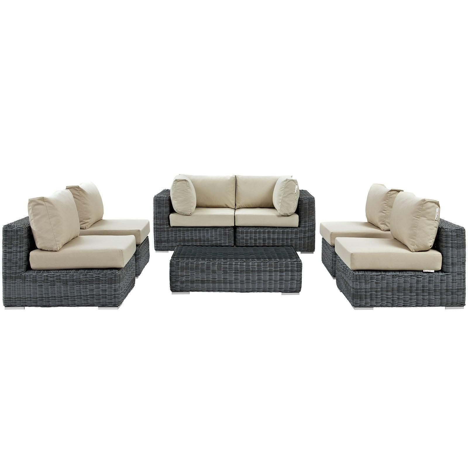 Modway Summon 7 Piece Outdoor Patio Sunbrella® Sectional Set, EEI-1897 FredCo