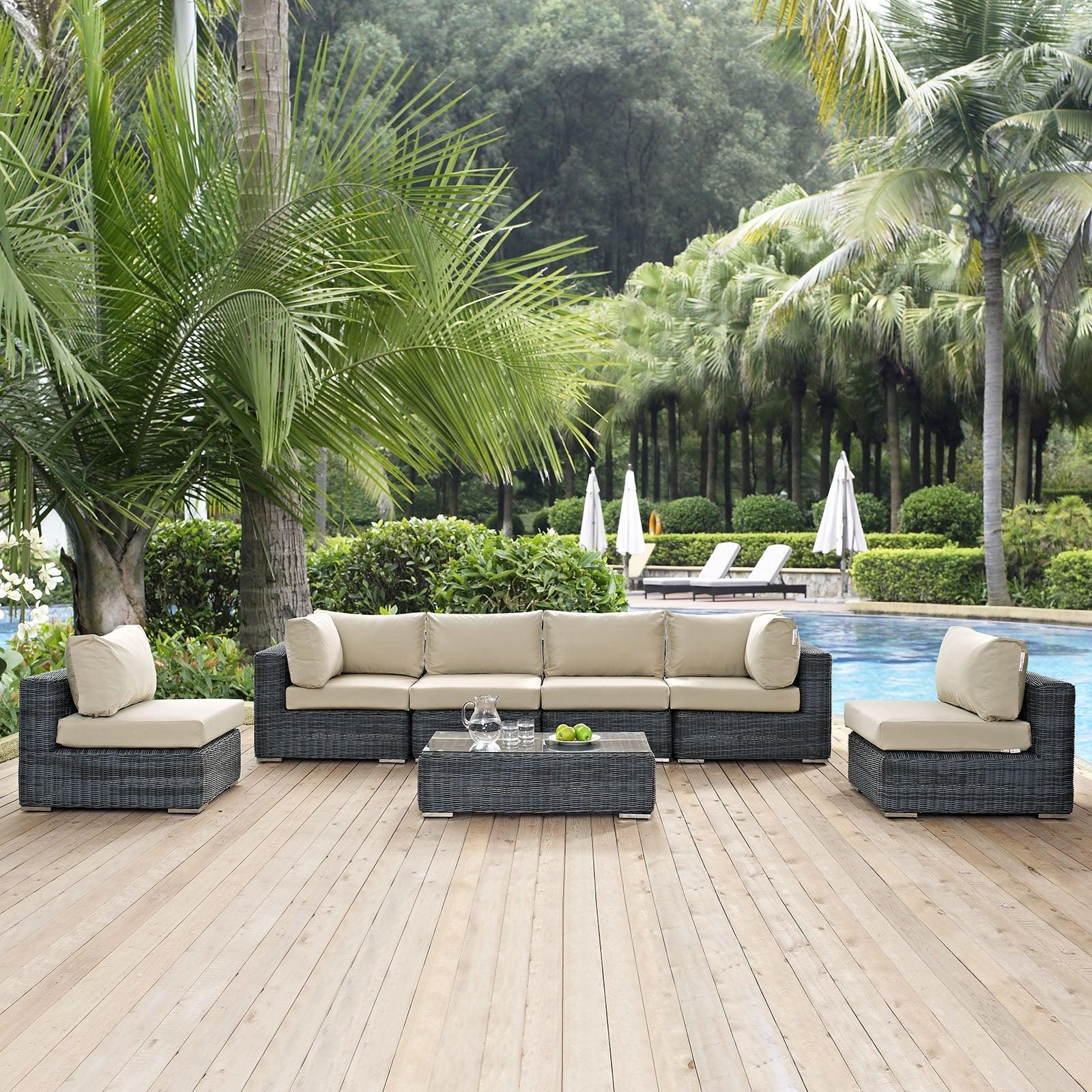 Modway Summon 7 Piece Outdoor Patio Sunbrella® Sectional Set, EEI-1897 FredCo