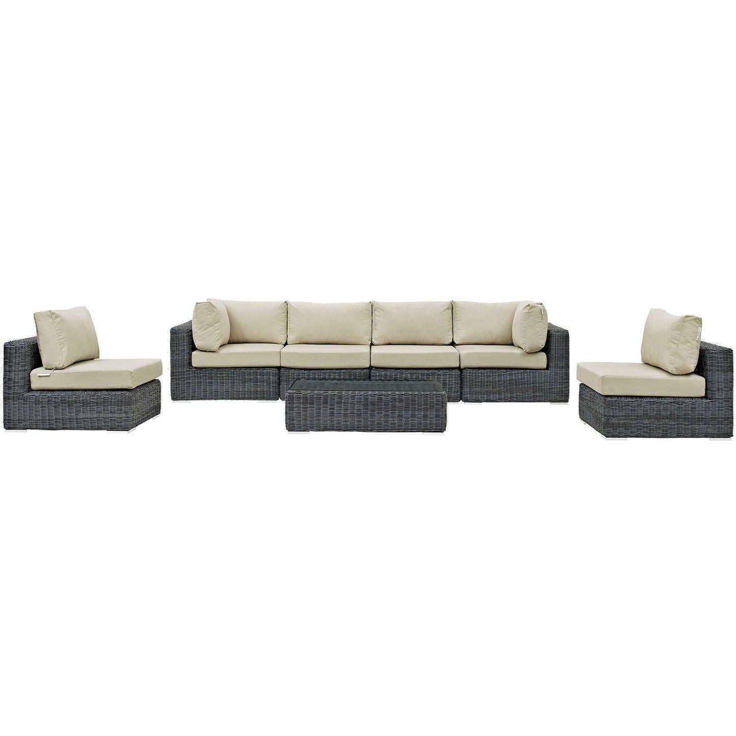 Modway Summon 7 Piece Outdoor Patio Sunbrella® Sectional Set, EEI-1897 FredCo