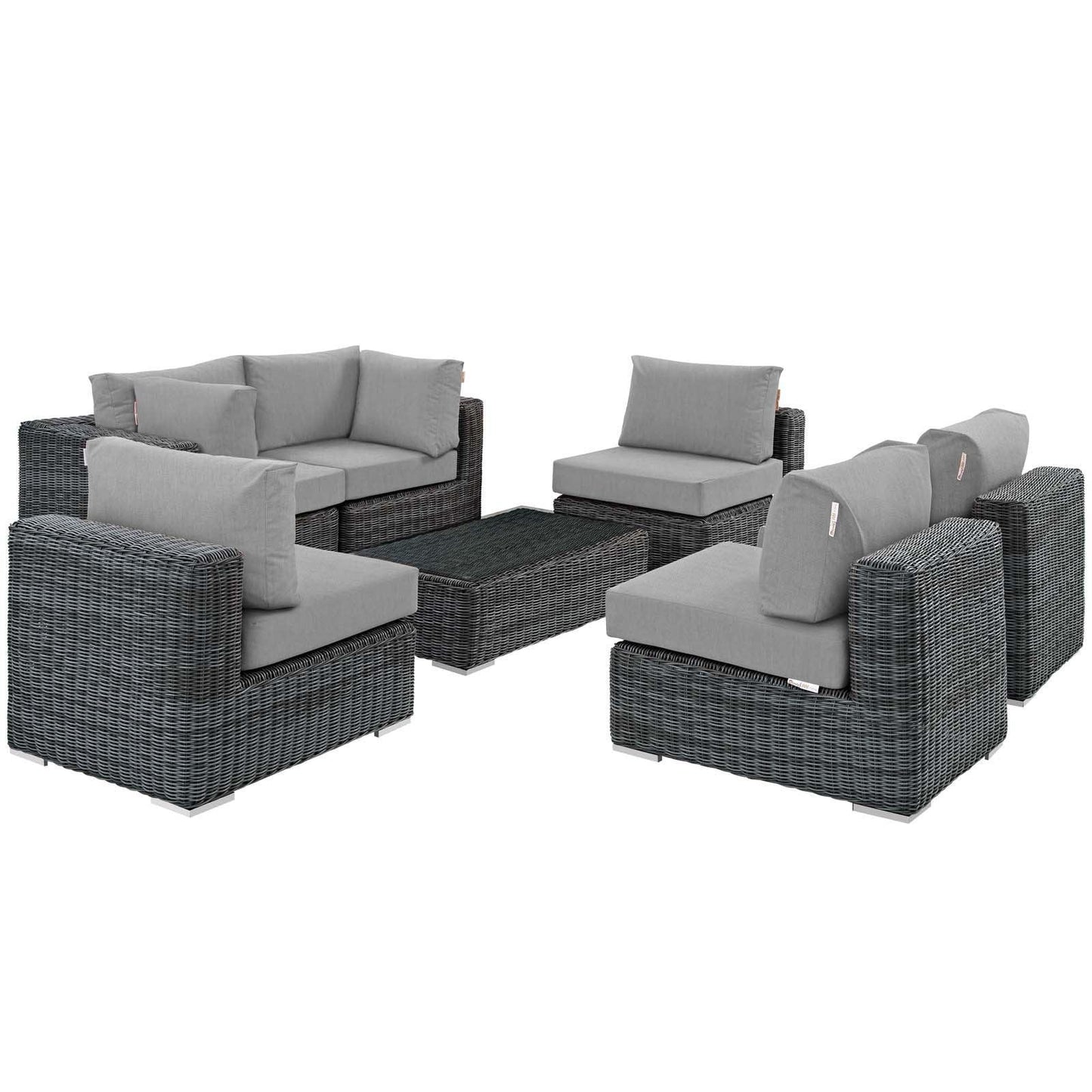 Modway Summon 7 Piece Outdoor Patio Sunbrella® Sectional Set, EEI-1897 FredCo