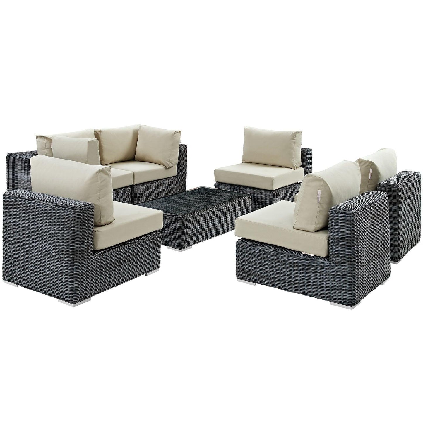 Modway Summon 7 Piece Outdoor Patio Sunbrella® Sectional Set, EEI-1897 FredCo