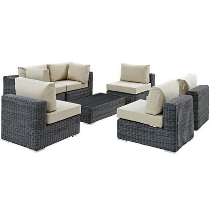 Modway Summon 7 Piece Outdoor Patio Sunbrella® Sectional Set, EEI-1897 FredCo