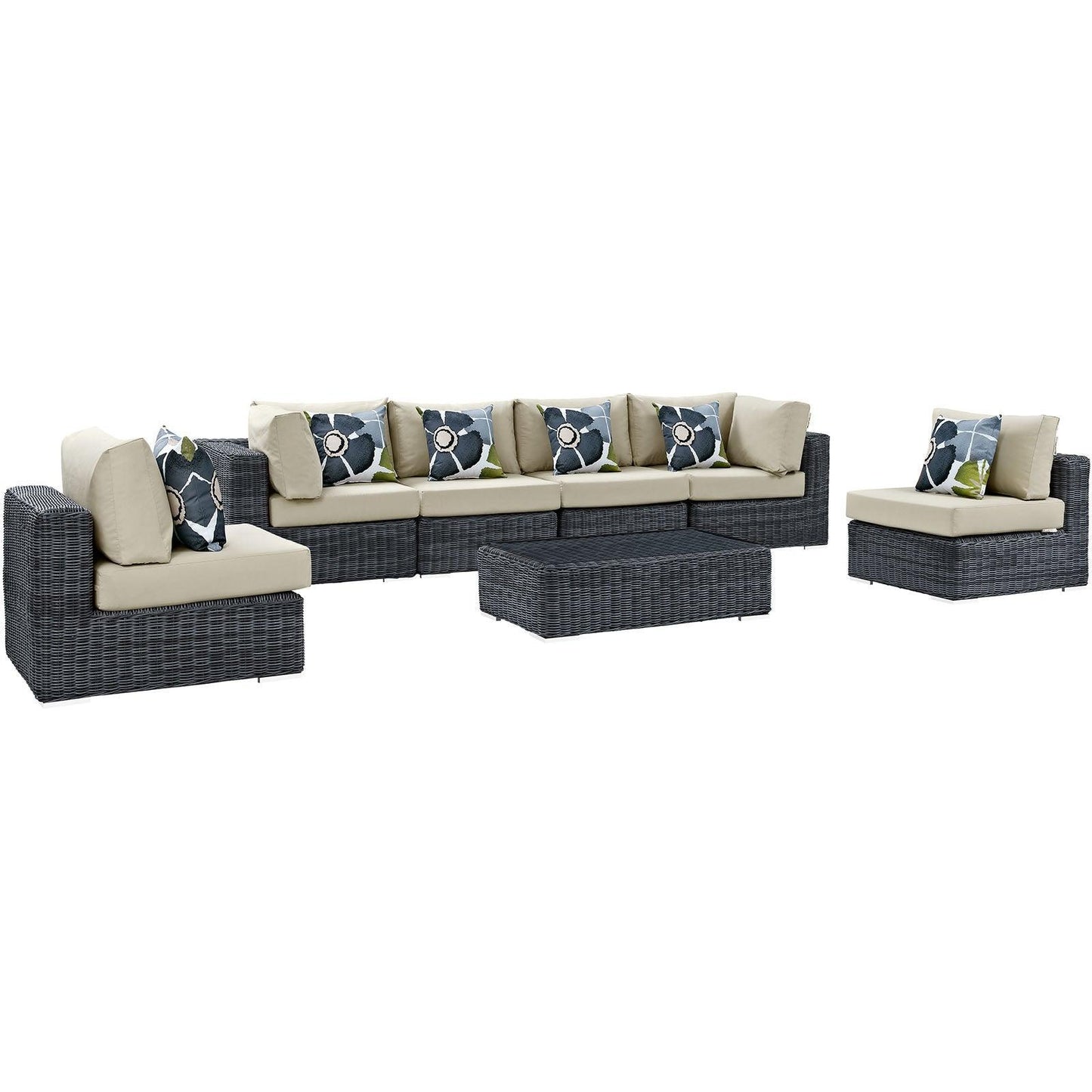 Modway Summon 7 Piece Outdoor Patio Sunbrella® Sectional Set, EEI-2392 FredCo