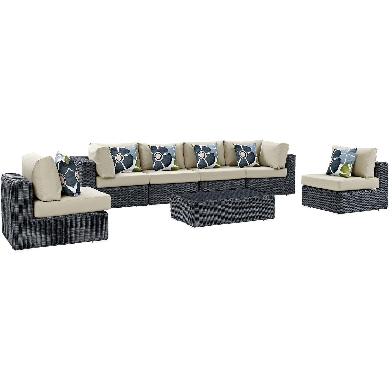 Modway Summon 7 Piece Outdoor Patio Sunbrella® Sectional Set, EEI-2392 FredCo