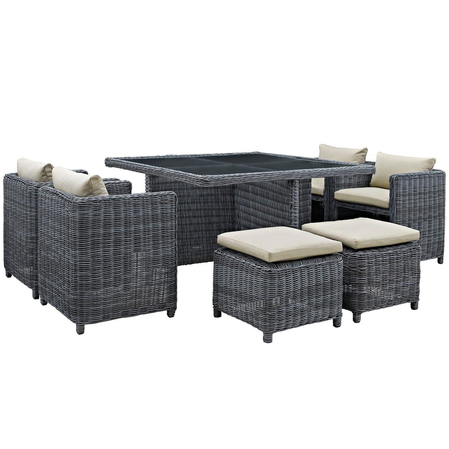 Modway Summon 9 Piece Outdoor Patio Sunbrella® Dining Set FredCo