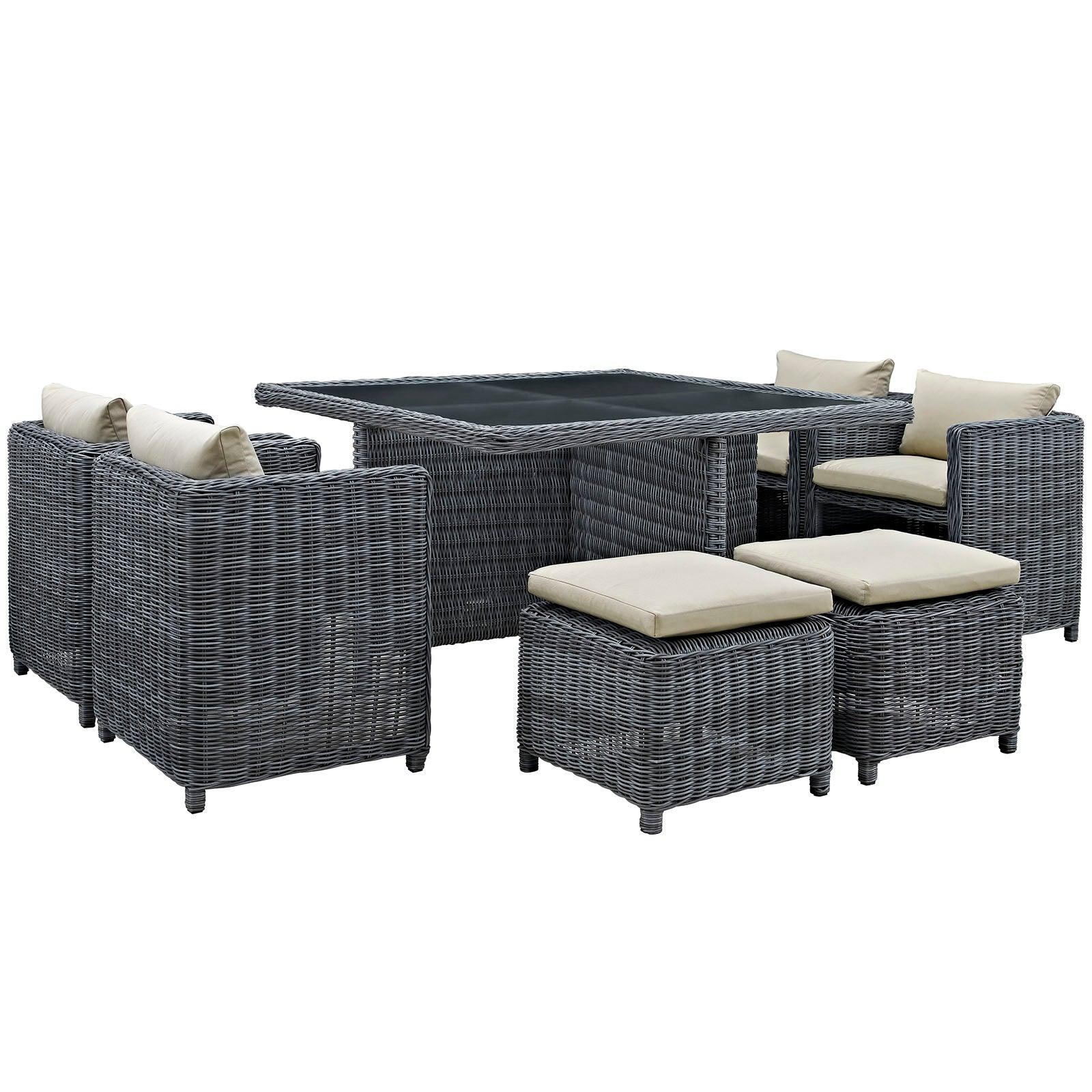 Modway Summon 9 Piece Outdoor Patio Sunbrella® Dining Set FredCo