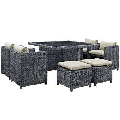 Modway Summon 9 Piece Outdoor Patio Sunbrella® Dining Set FredCo