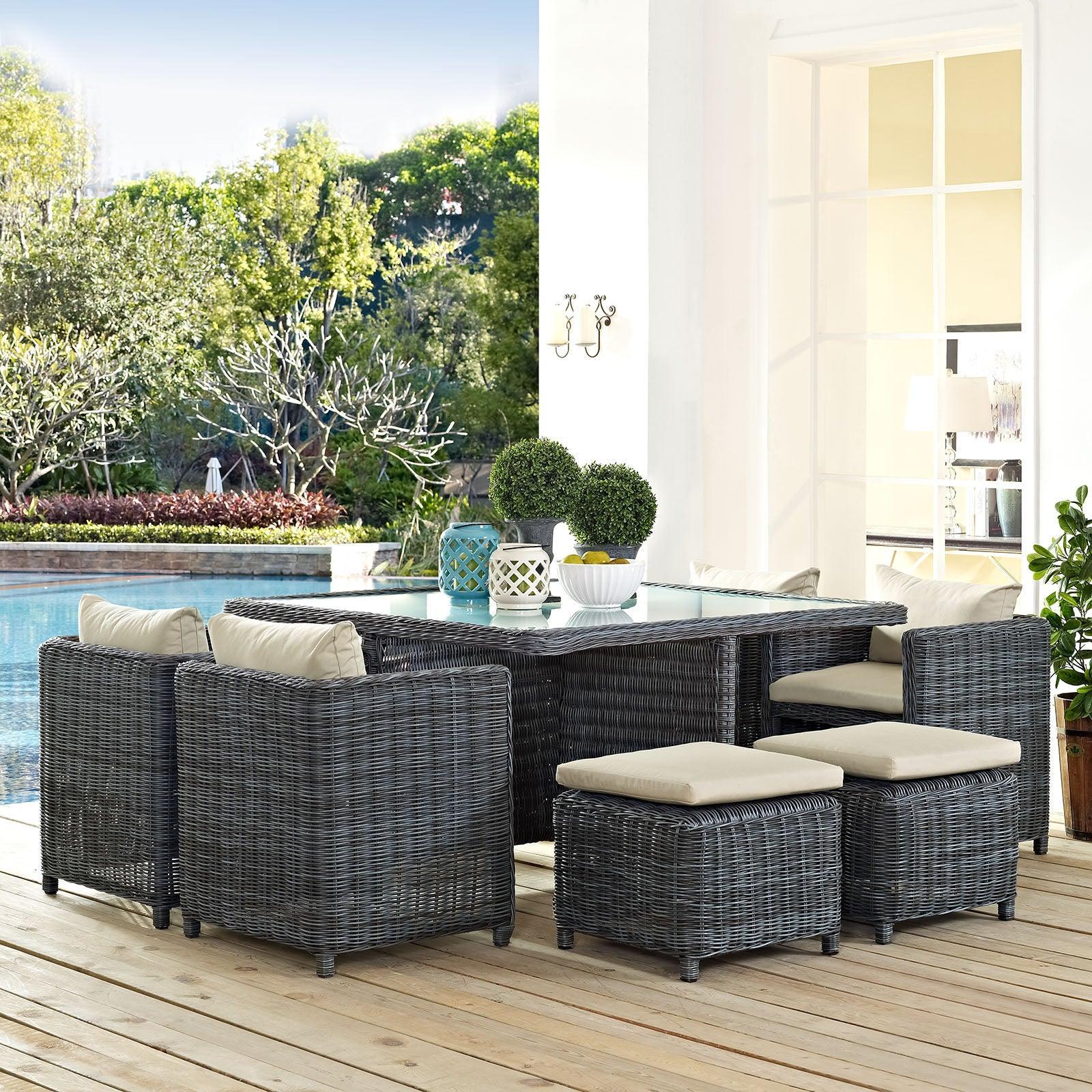 Modway Summon 9 Piece Outdoor Patio Sunbrella® Dining Set FredCo