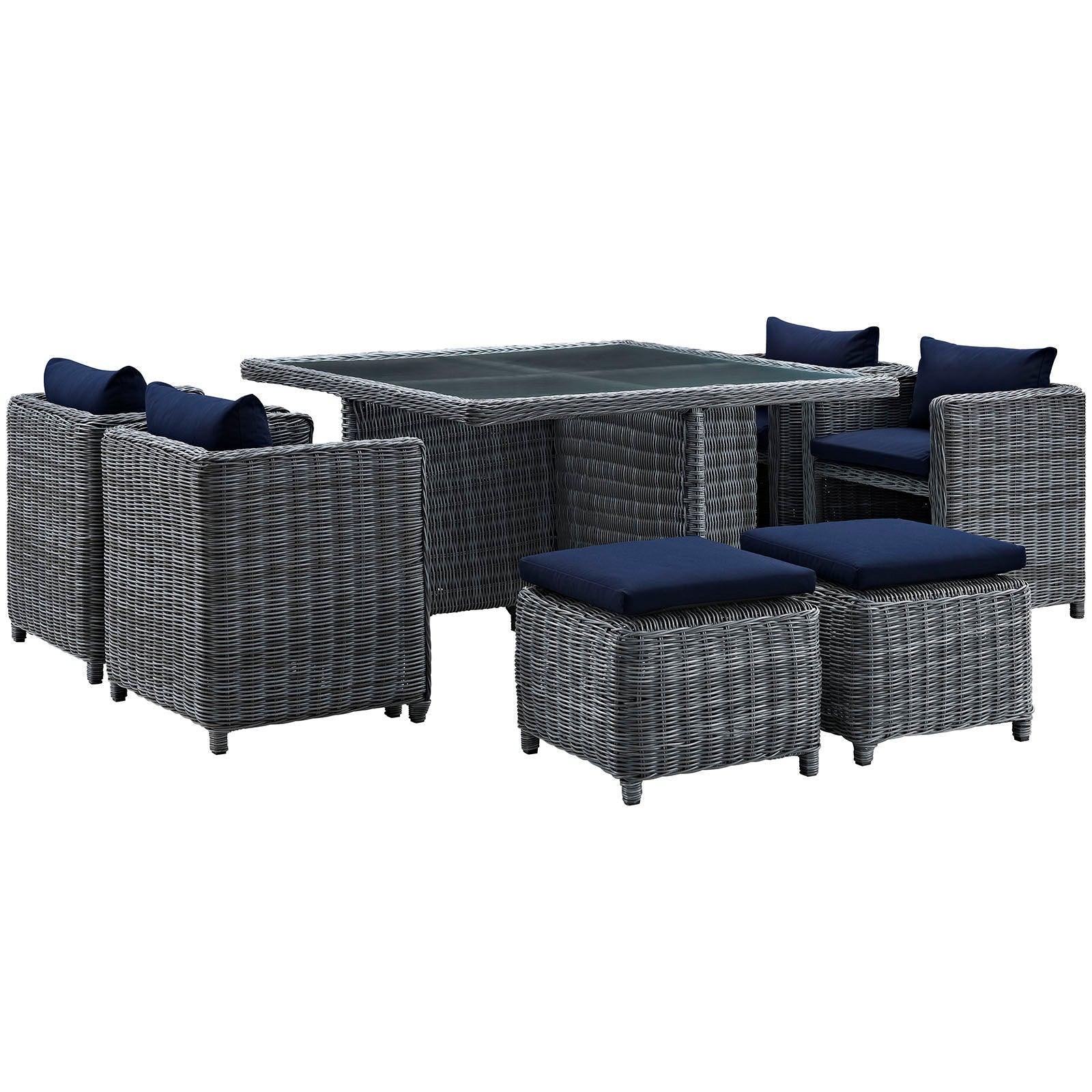 Modway Summon 9 Piece Outdoor Patio Sunbrella® Dining Set FredCo