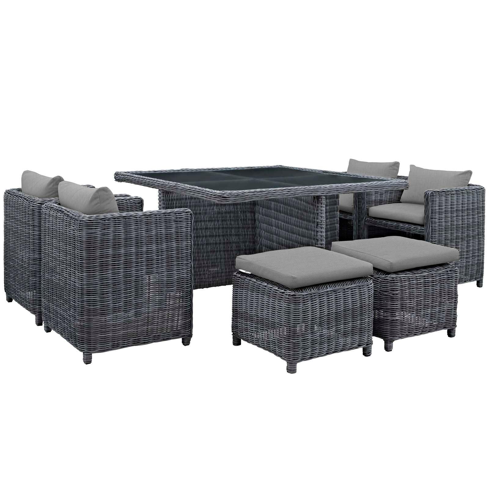 Modway Summon 9 Piece Outdoor Patio Sunbrella® Dining Set FredCo