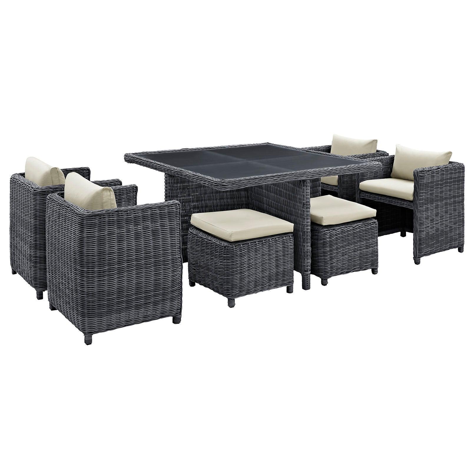 Modway Summon 9 Piece Outdoor Patio Sunbrella® Dining Set FredCo