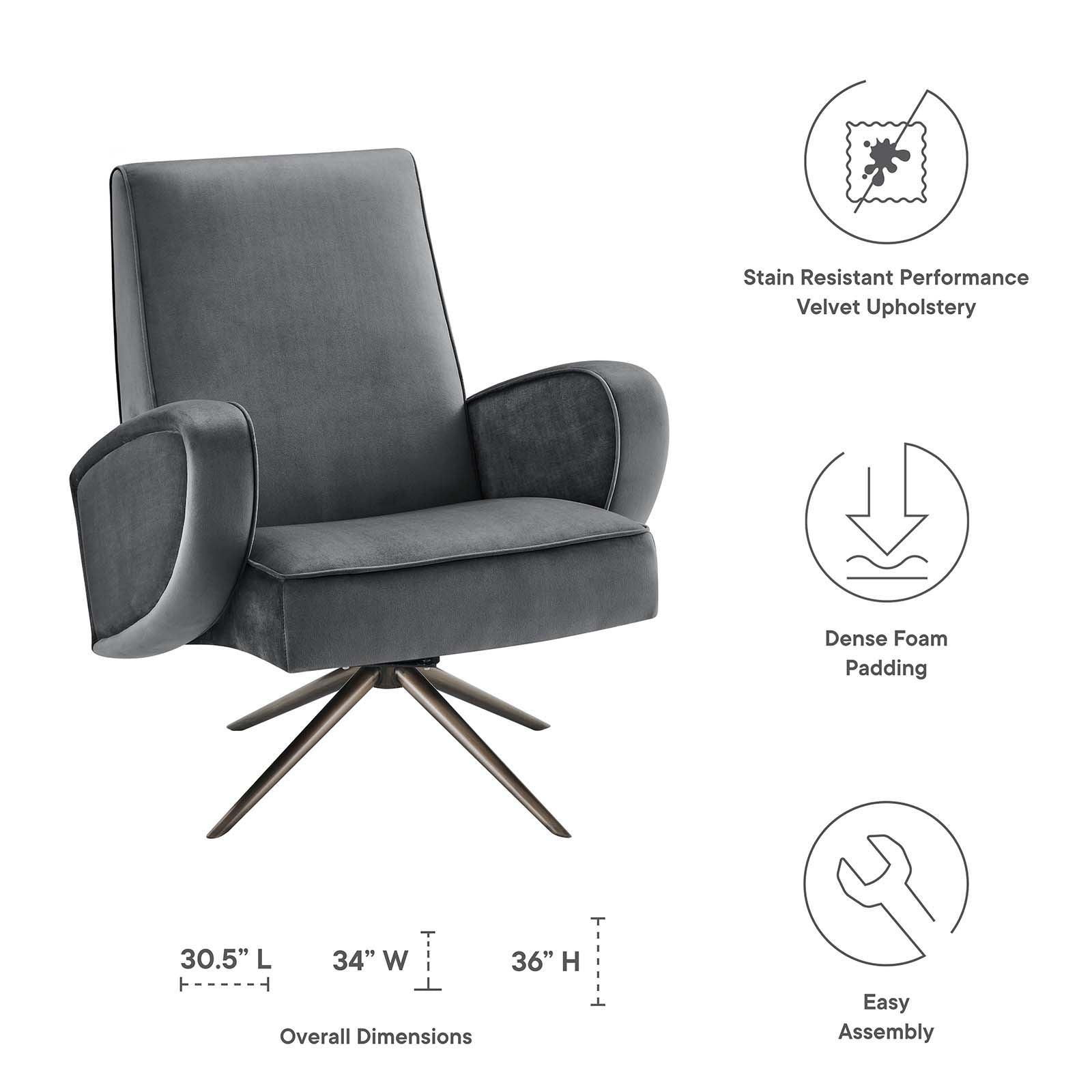 Modway Superior Performance Velvet Swivel Chair FredCo