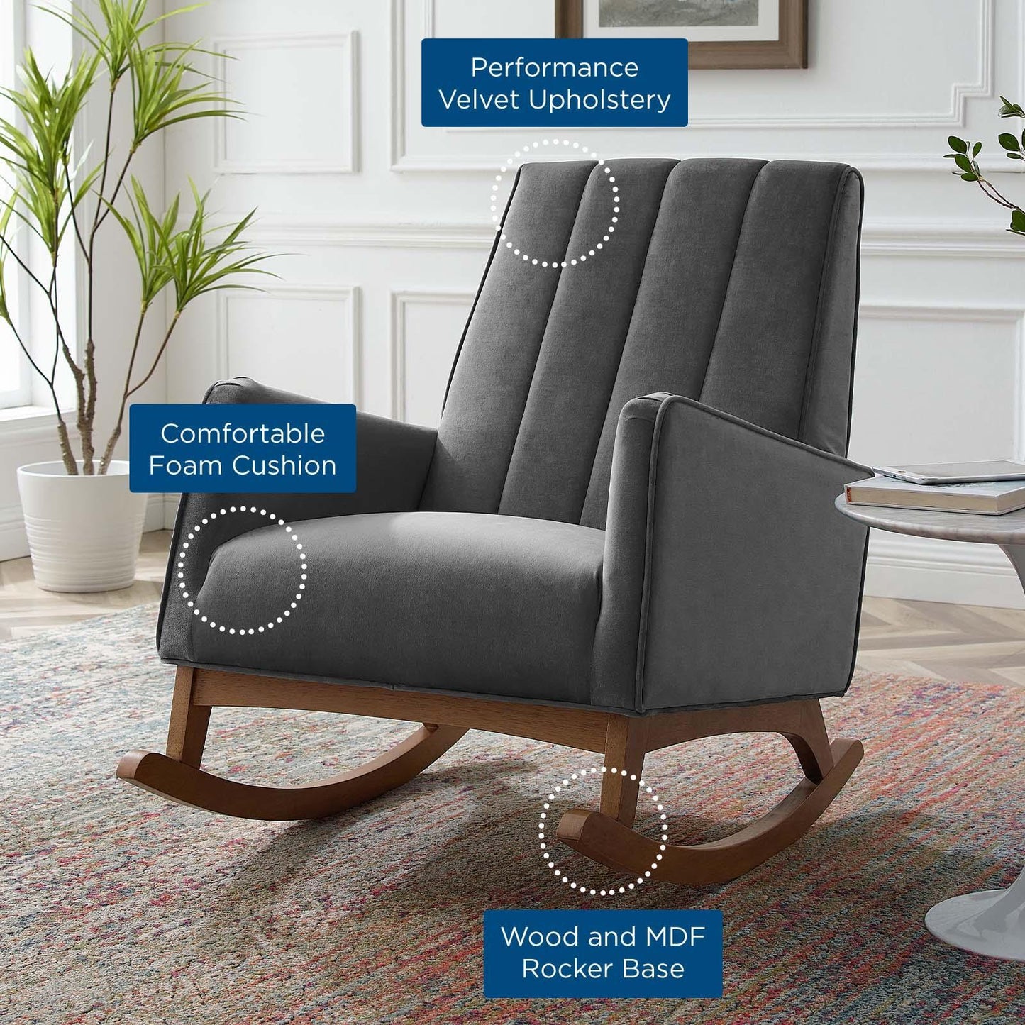 Modway Sway Performance Velvet Rocking Chair FredCo