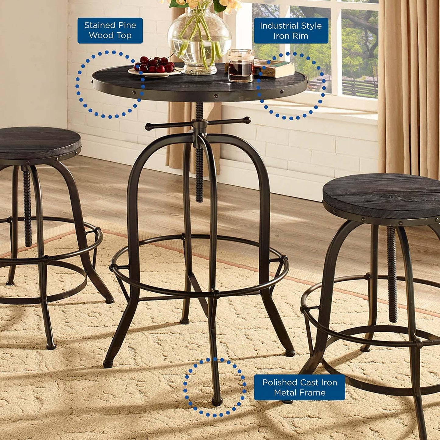 Modway Sylvan Wood Top Bar Table FredCo