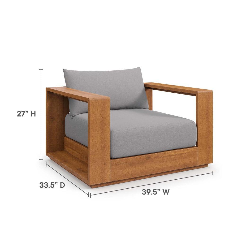 Modway Tahoe Outdoor Patio Acacia Wood 2-Piece Armchair and Ottoman Set FredCo
