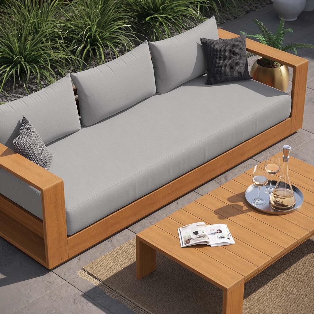 Modway Tahoe Outdoor Patio Acacia Wood 2-Piece Sofa and Coffee Table Set FredCo