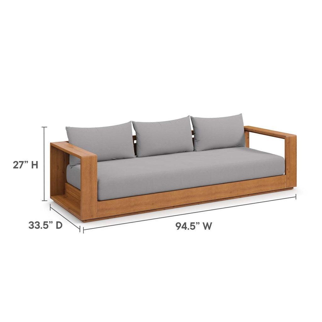 Modway Tahoe Outdoor Patio Acacia Wood 2-Piece Sofa and Coffee Table Set FredCo