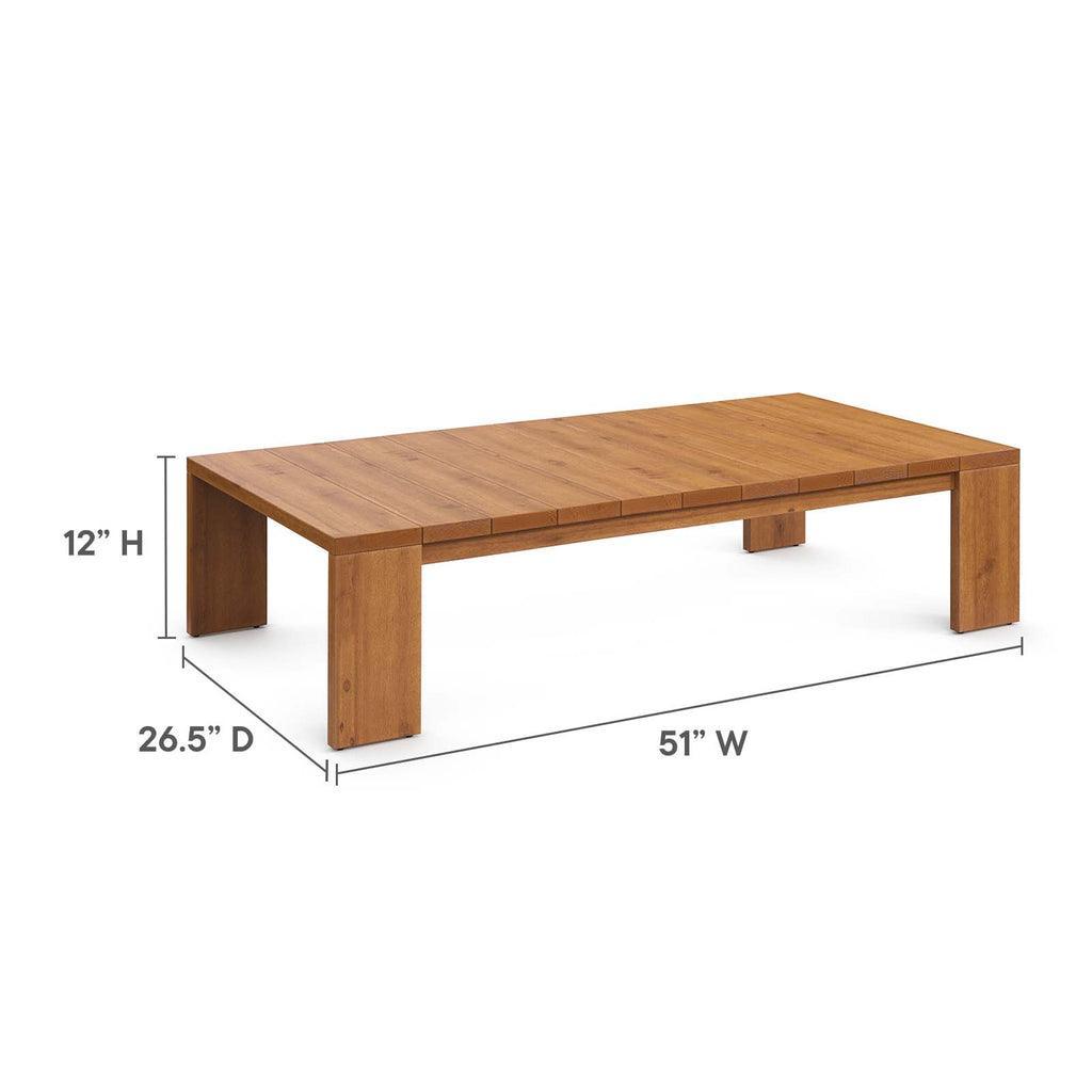 Modway Tahoe Outdoor Patio Acacia Wood 2-Piece Sofa and Coffee Table Set FredCo