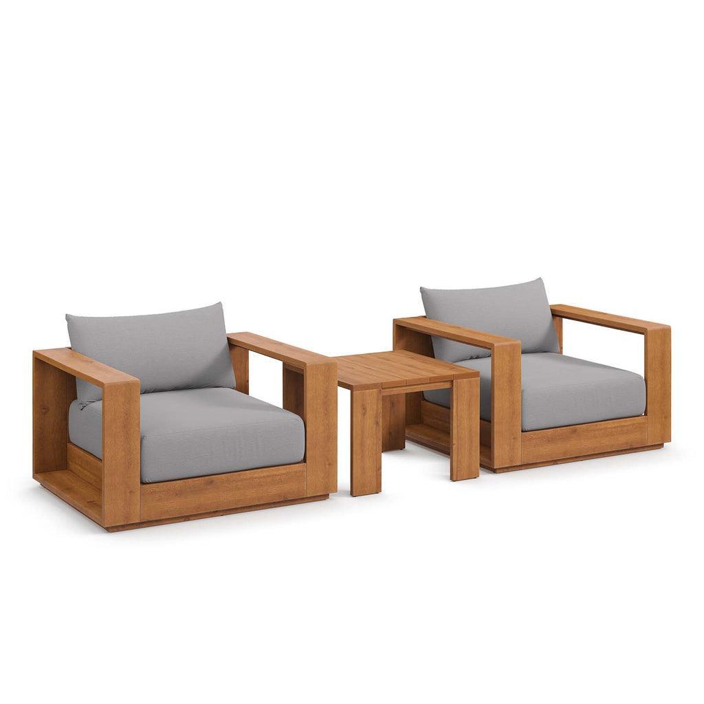Modway Tahoe Outdoor Patio Acacia Wood 3-Piece Furniture Set FredCo
