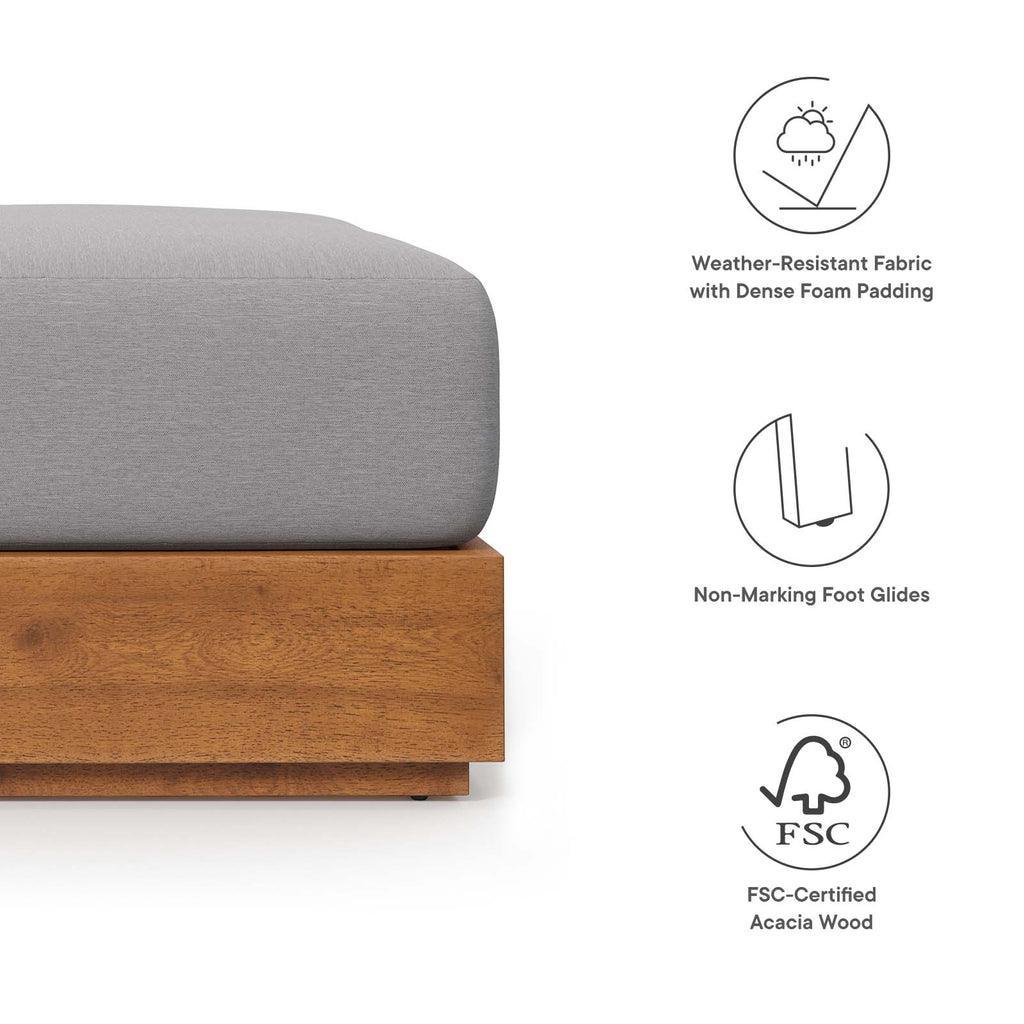 Modway Tahoe Outdoor Patio Acacia Wood Ottoman FredCo