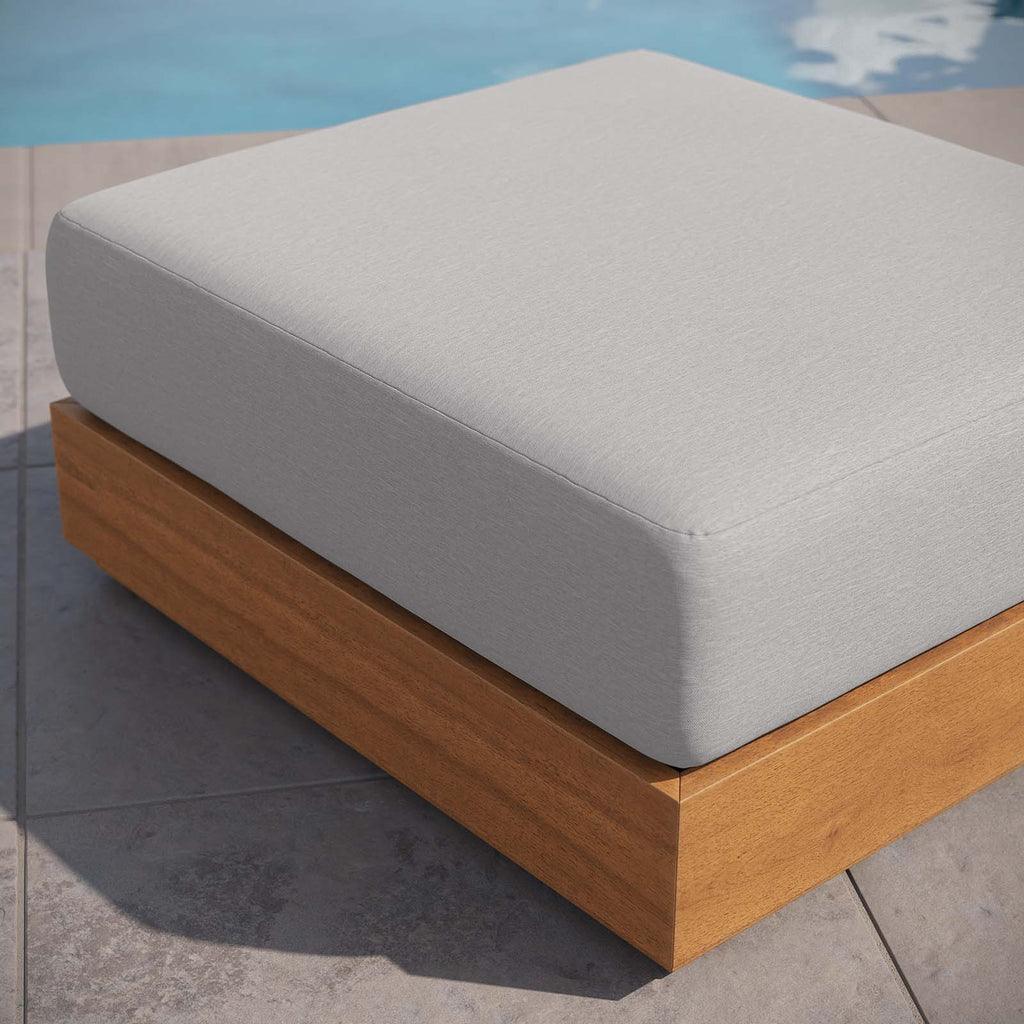 Modway Tahoe Outdoor Patio Acacia Wood Ottoman FredCo