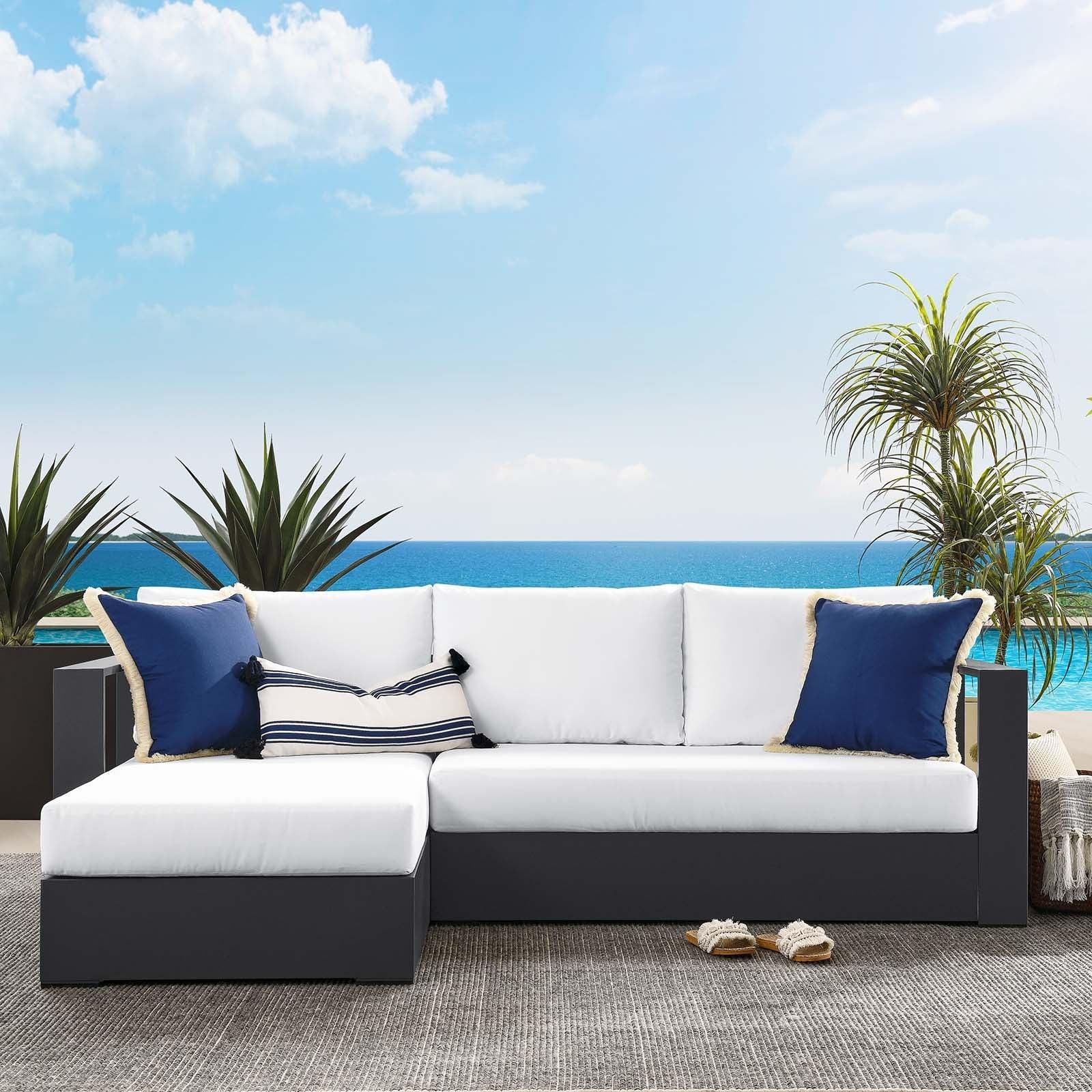 Modway Tahoe Outdoor Patio Powder-Coated Aluminum 2-Piece Left-Facing Chaise Sectional Sofa Set FredCo