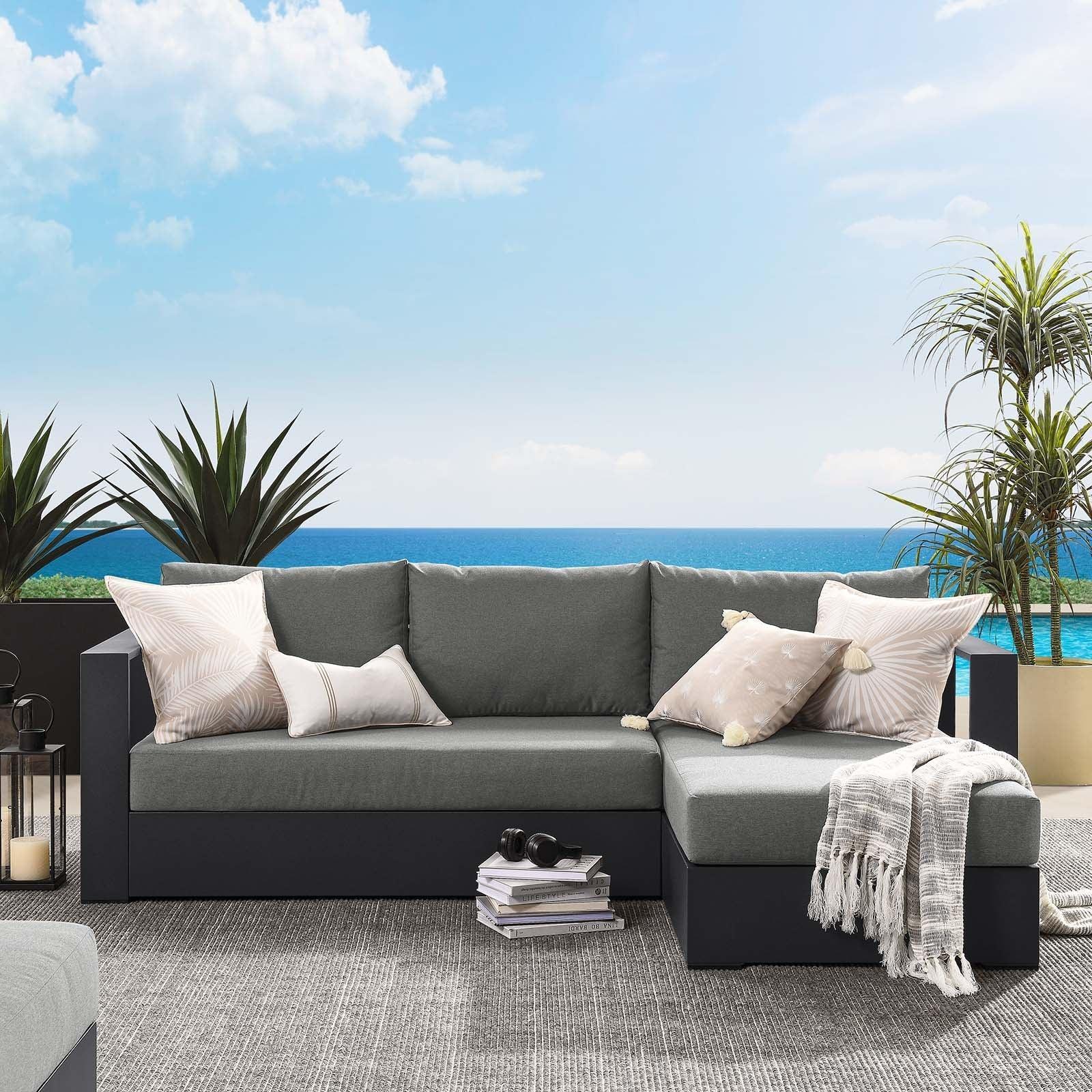Modway Tahoe Outdoor Patio Powder-Coated Aluminum 2-Piece Right-Facing Chaise Sectional Sofa Set FredCo