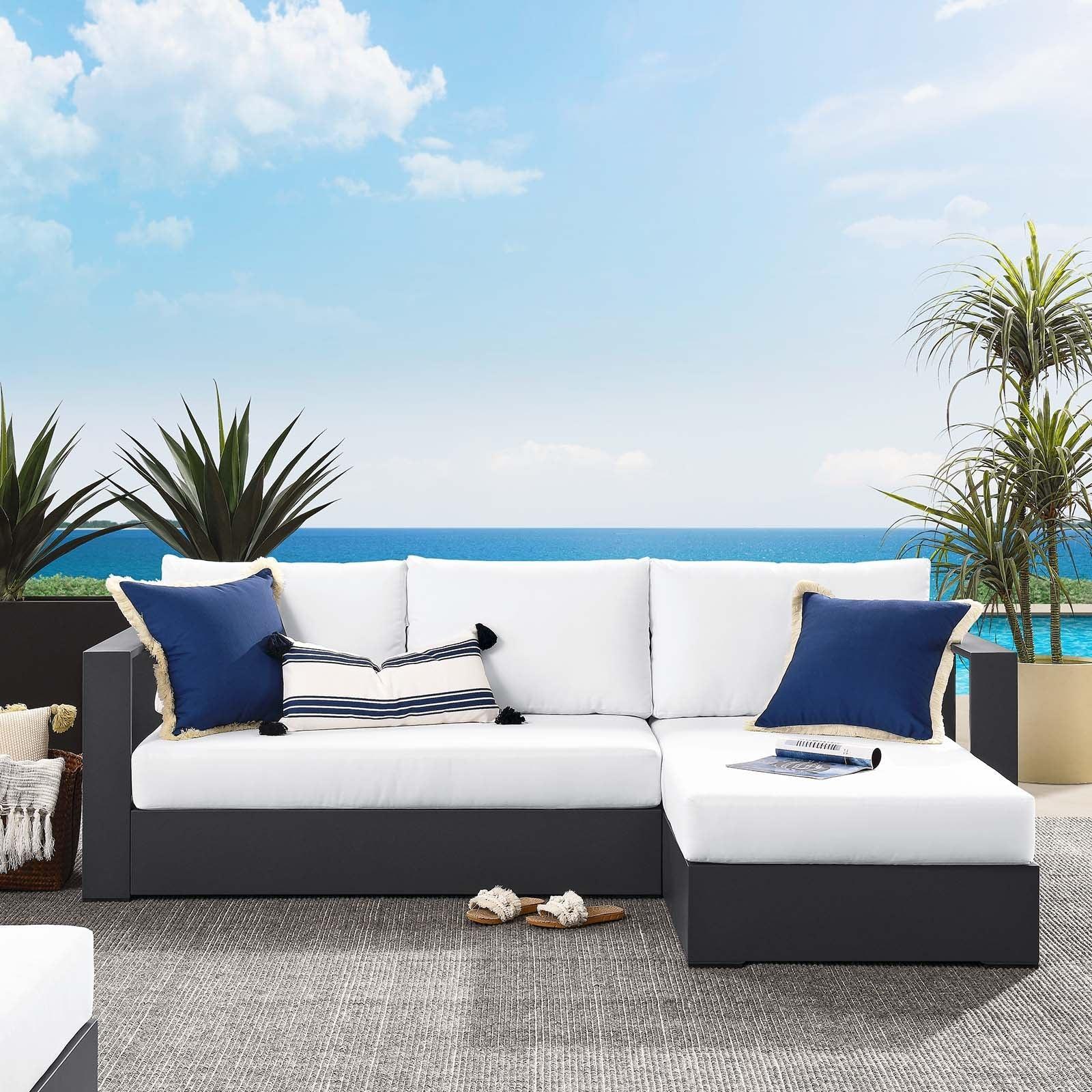 Modway Tahoe Outdoor Patio Powder-Coated Aluminum 2-Piece Right-Facing Chaise Sectional Sofa Set FredCo