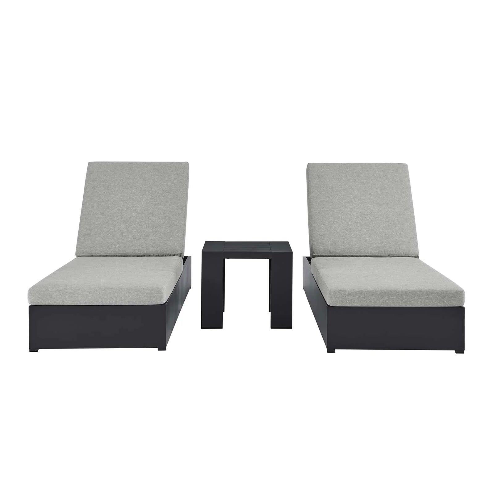 Modway Tahoe Outdoor Patio Powder-Coated Aluminum 3-Piece Chaise Lounge Set FredCo