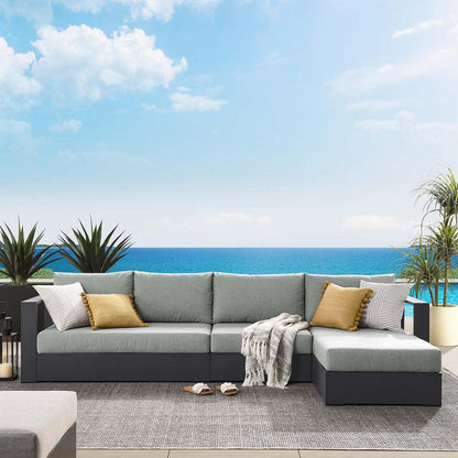 Modway Tahoe Outdoor Patio Powder-Coated Aluminum 3-Piece Right-Facing Chaise Sectional Sofa Set FredCo