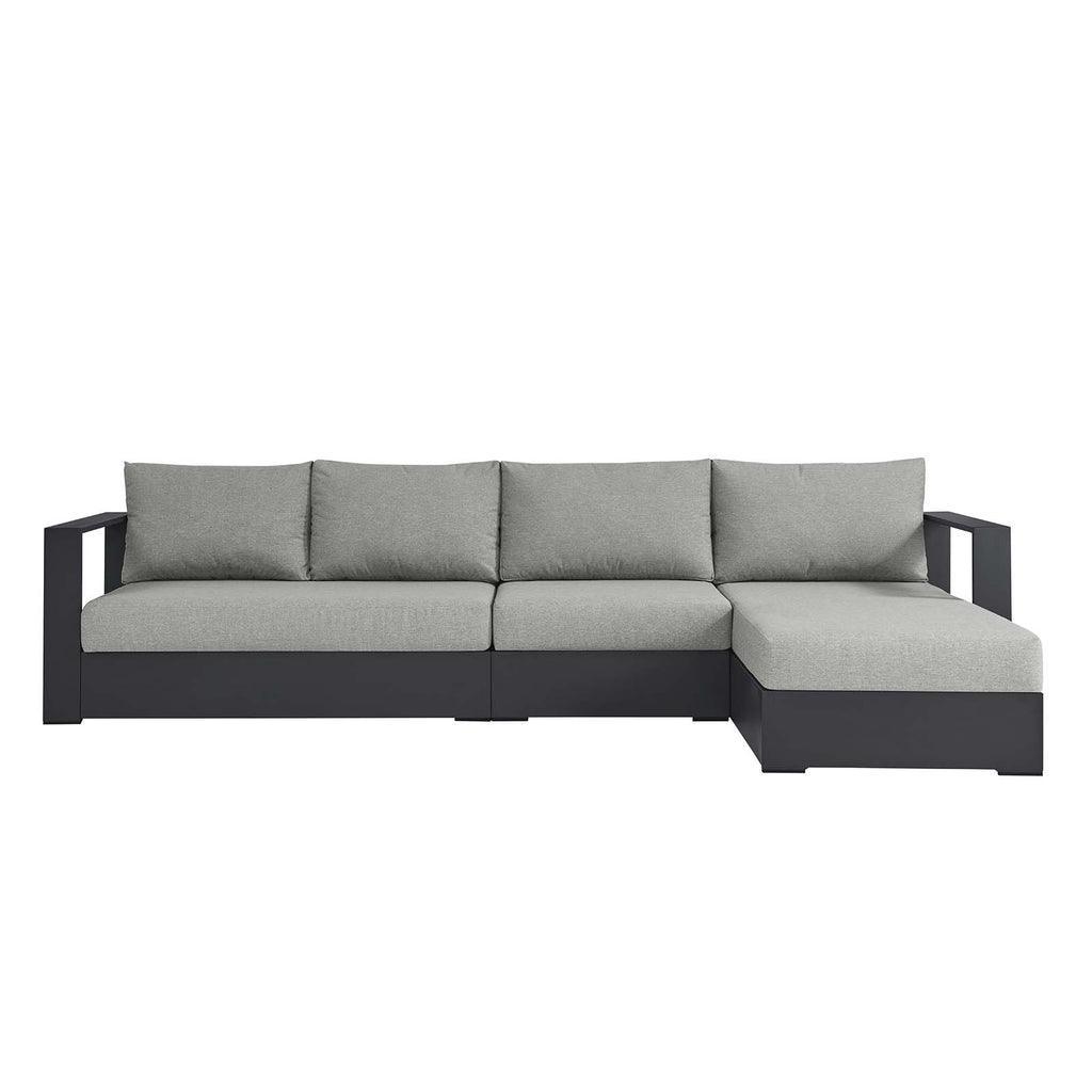 Modway Tahoe Outdoor Patio Powder-Coated Aluminum 3-Piece Right-Facing Chaise Sectional Sofa Set FredCo