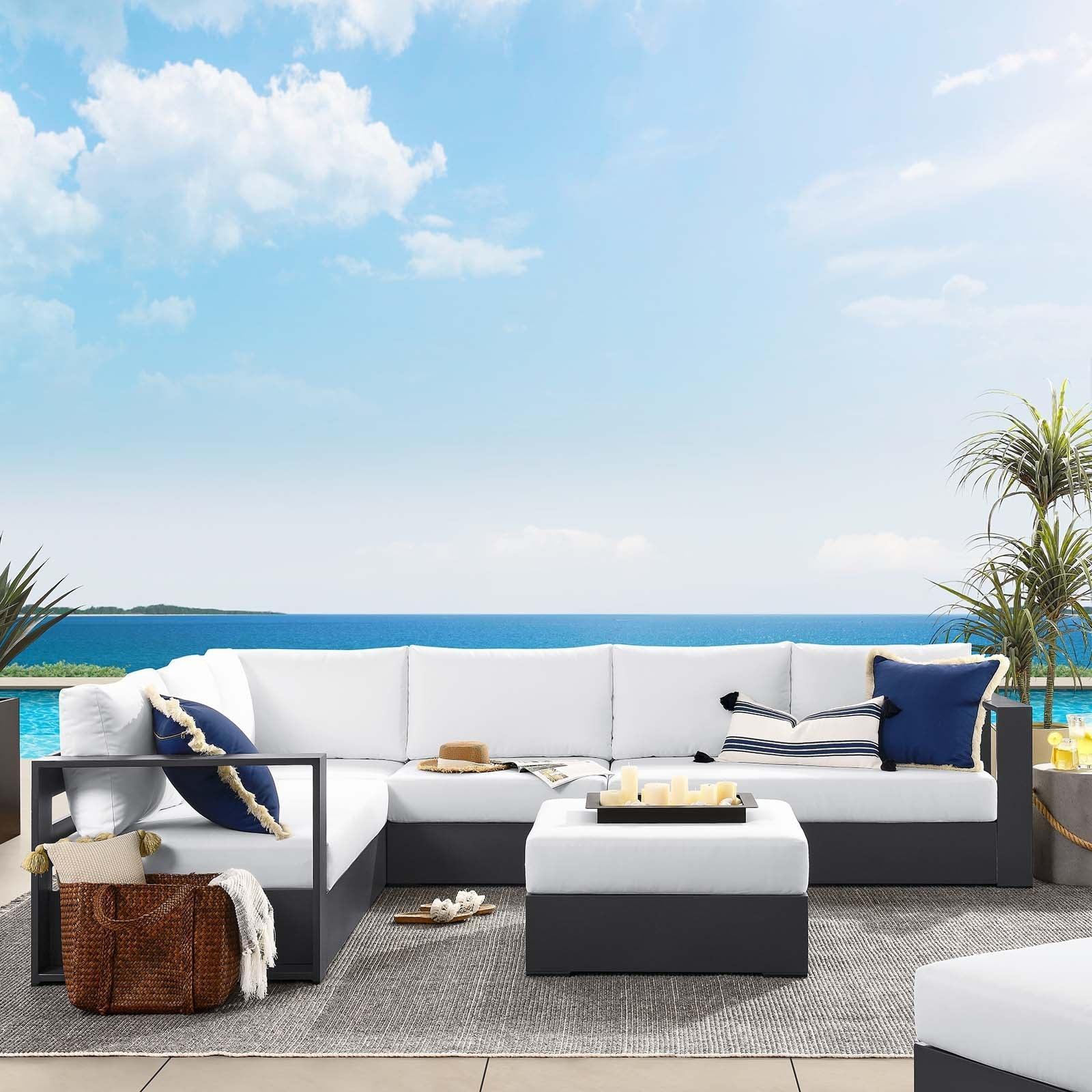 Modway Tahoe Outdoor Patio Powder-Coated Aluminum 5-Piece Sectional Sofa Set FredCo