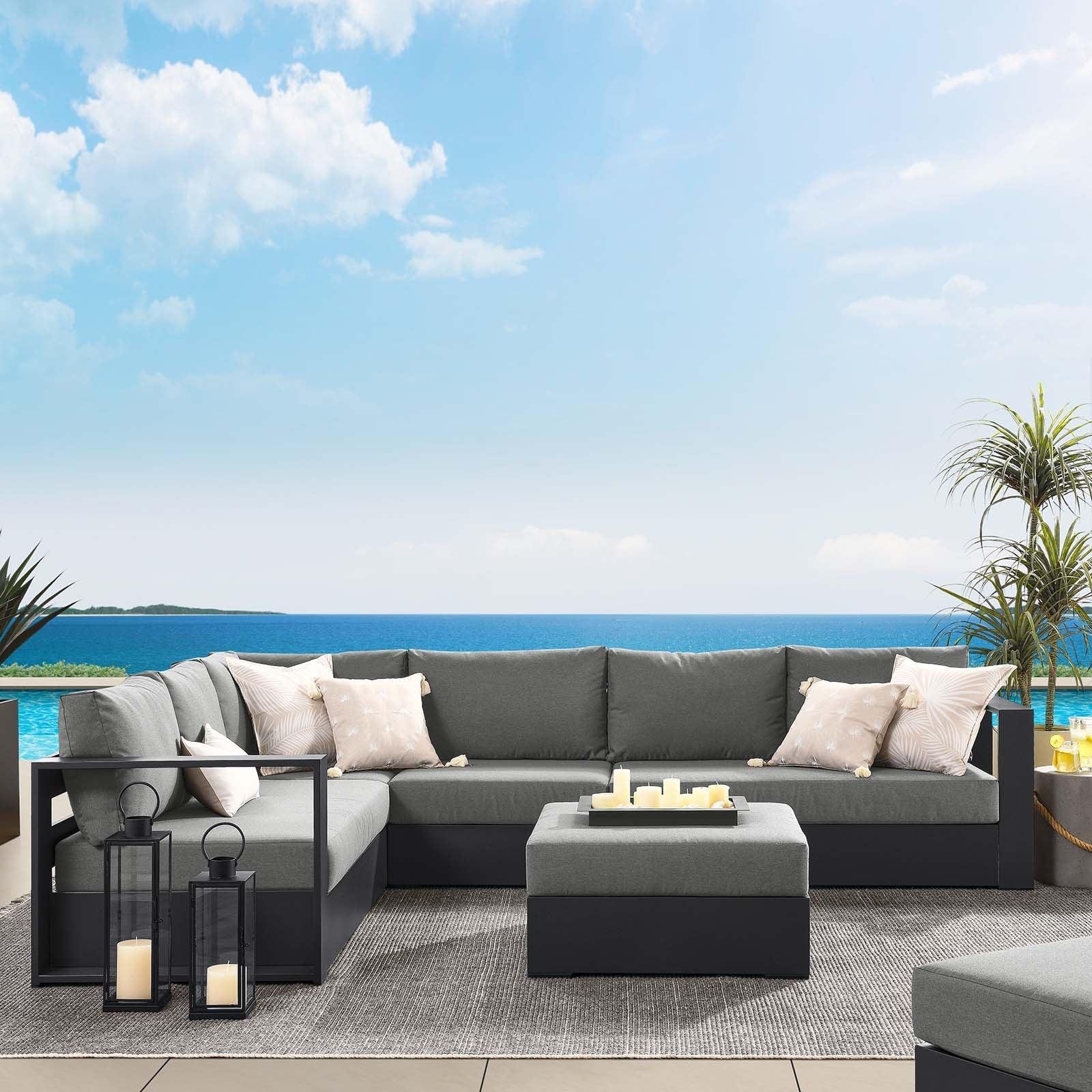 Modway Tahoe Outdoor Patio Powder-Coated Aluminum 5-Piece Sectional Sofa Set FredCo