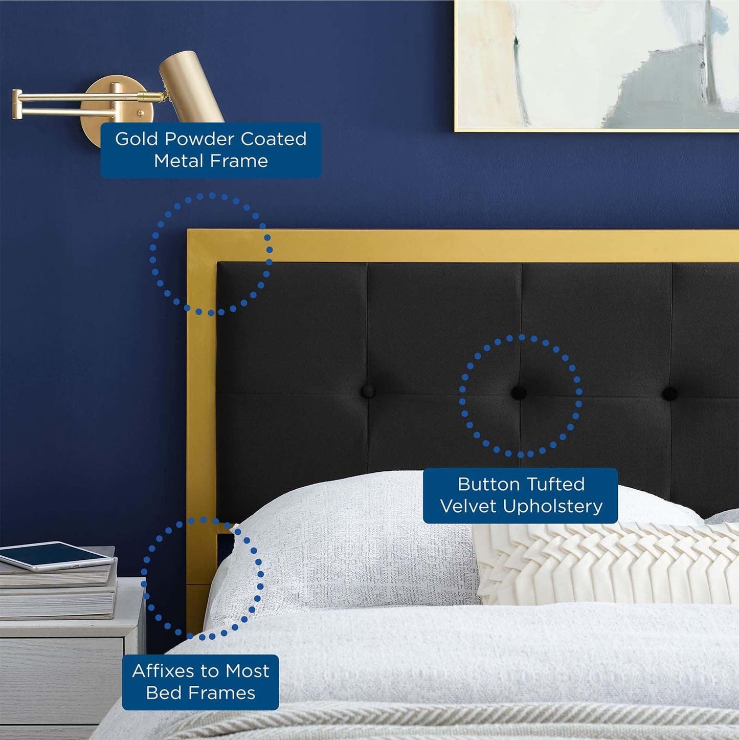 Modway Teagan Tufted Twin Performance Velvet Headboard FredCo