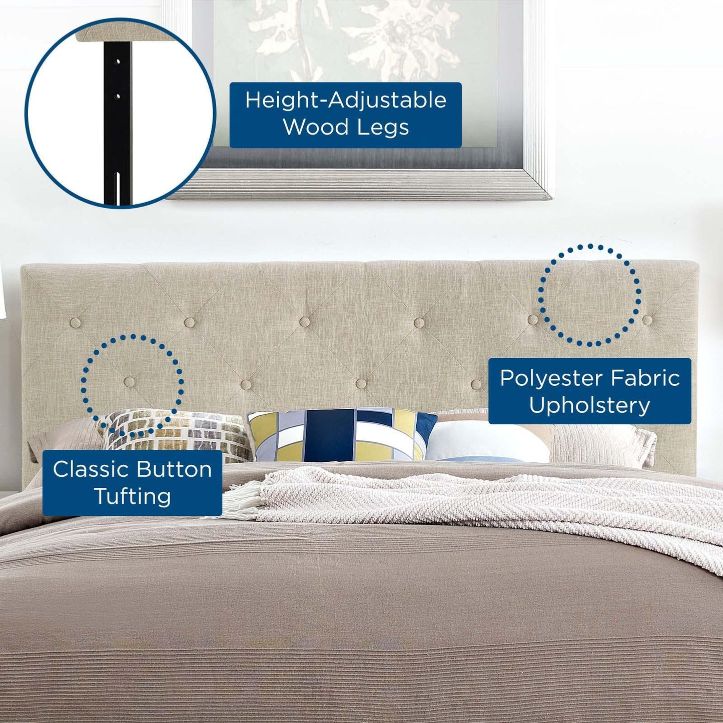Modway Terisa Queen Upholstered Fabric Headboard FredCo