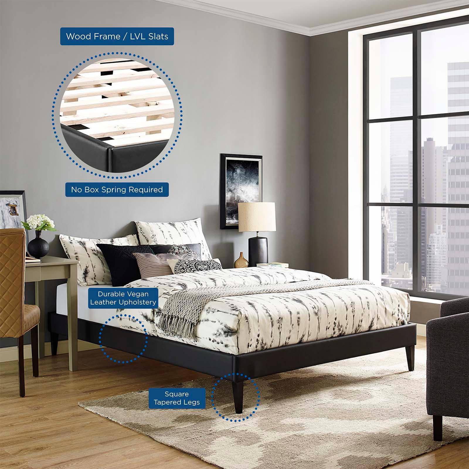 Modway Tessie Full Vinyl Bed Frame with Squared Tapered Legs FredCo