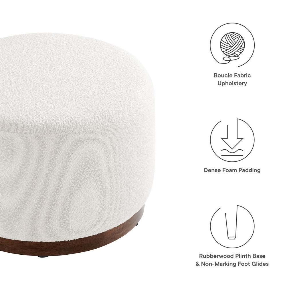 Modway Tilden Large 23" Round Boucle Upholstered Ottoman FredCo