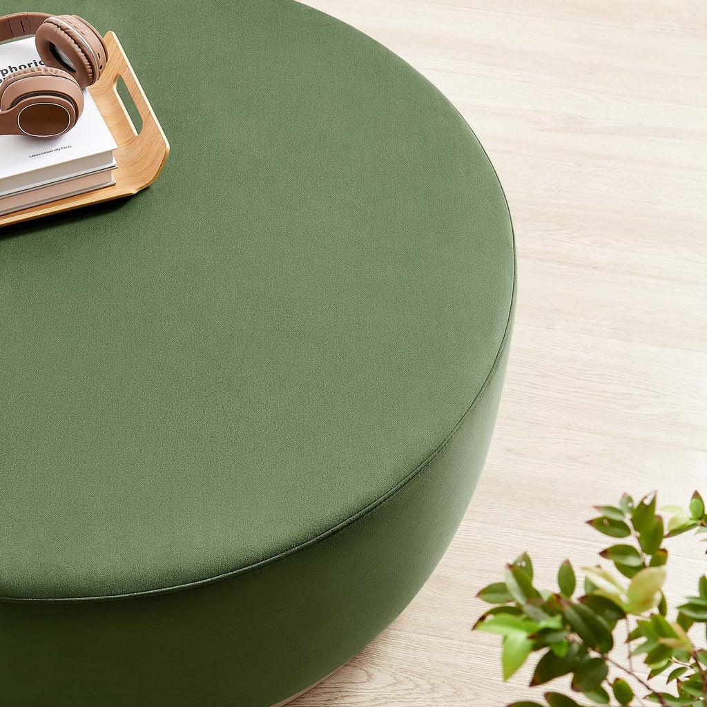 Modway Tilden Large 38" Round Performance Velvet Upholstered Ottoman FredCo