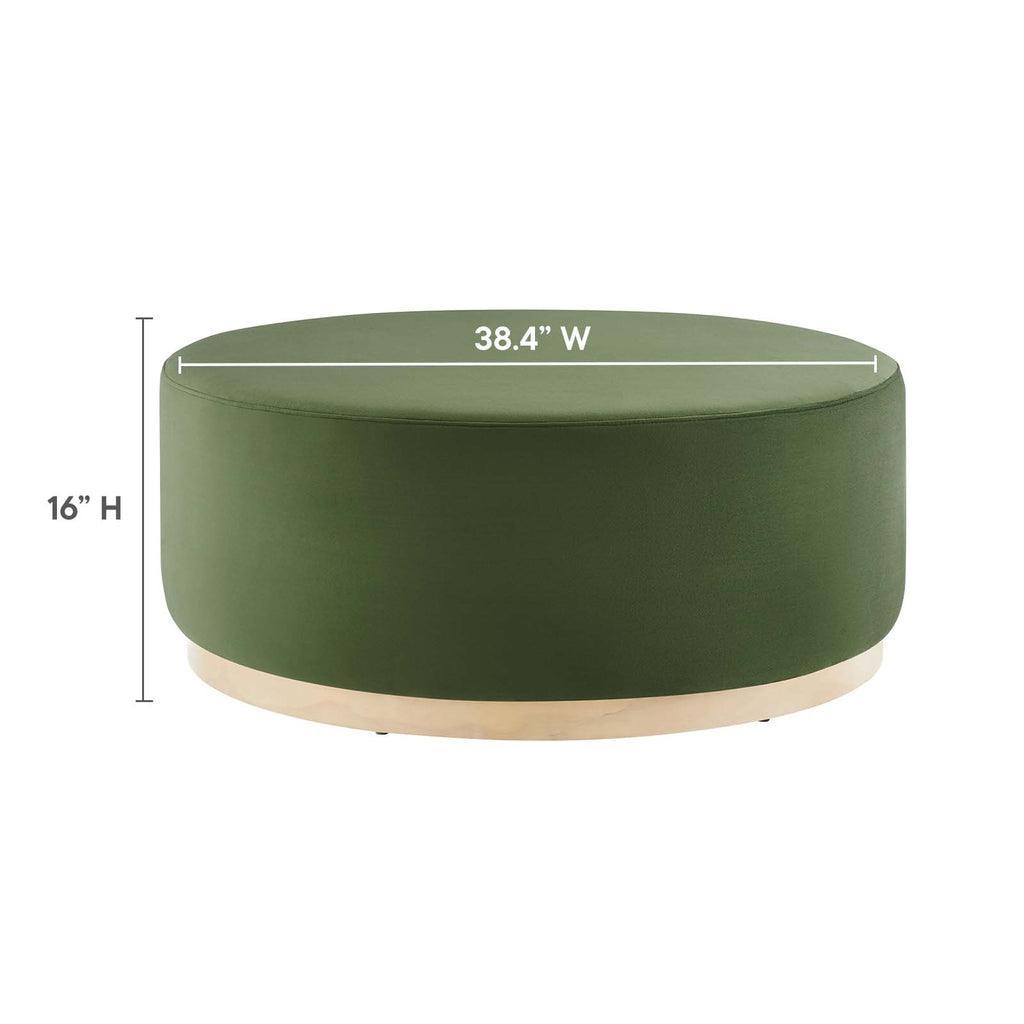 Modway Tilden Large 38" Round Performance Velvet Upholstered Ottoman FredCo