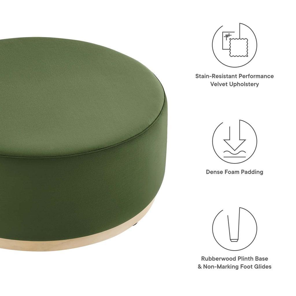 Modway Tilden Large 38" Round Performance Velvet Upholstered Ottoman FredCo
