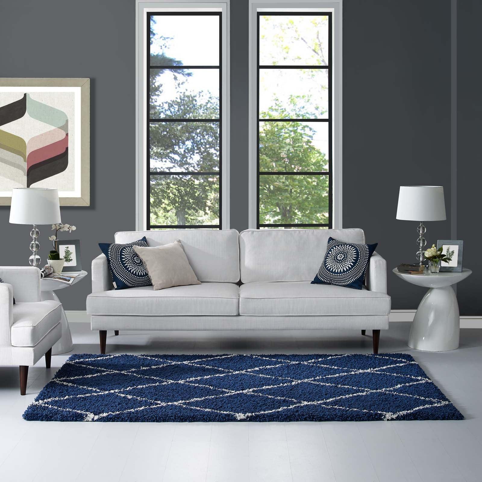 Modway Toryn Diamond Lattice Shag Area Rug FredCo