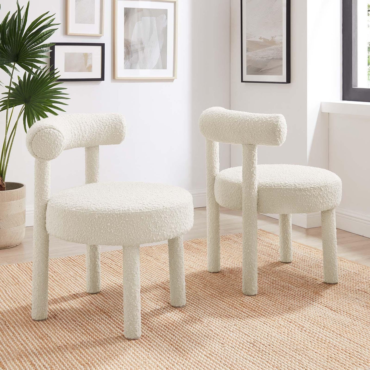 Modway Toulouse Boucle Fabric Dining Chair - Set of 2 FredCo
